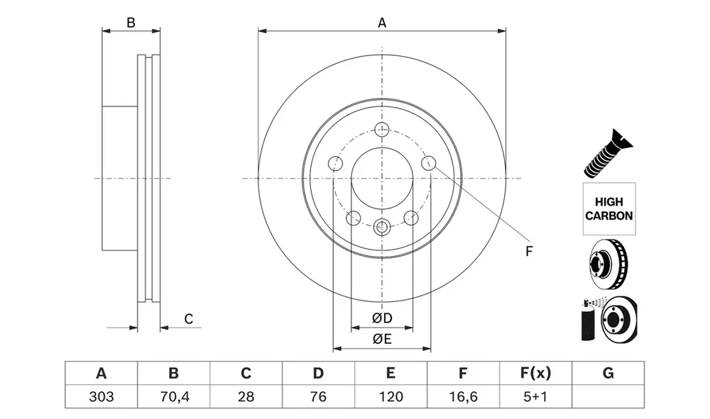 Bremseskive - 0 986 479 J83 - (BOSCH) v:6761474
