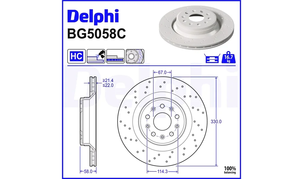 Bremseskive - BG5058C - (Delphi) v:932866