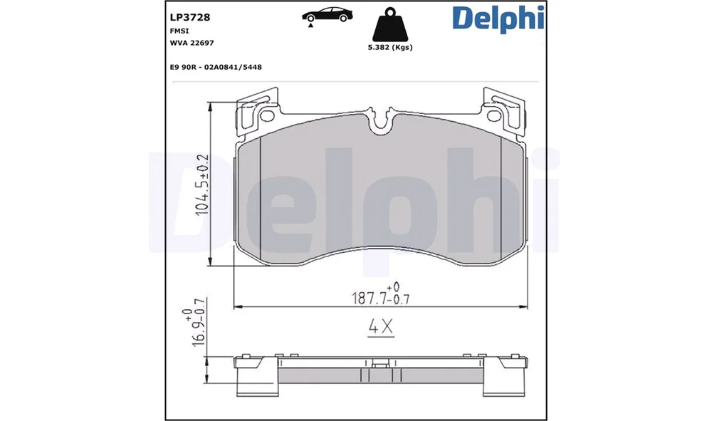 Bremsekloss Sett - LP3728 - (Delphi) v:2286208