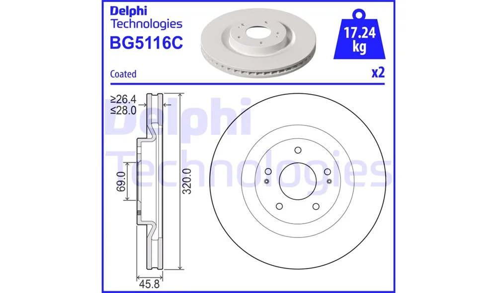 Bremseskive - BG5116C - (Delphi) v:2752917