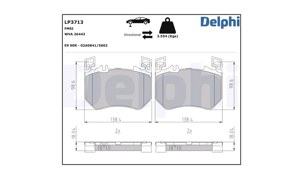 Bremsekloss Sett - LP3713 - (Delphi) v:9783354