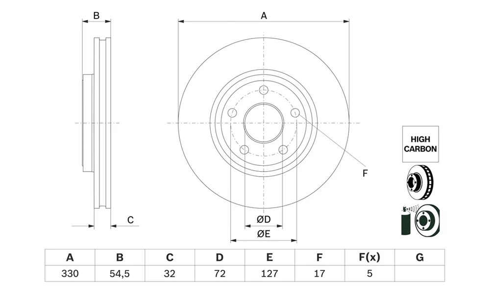 Bremseskive - 0 986 479 G78 - (BOSCH) v:3312796