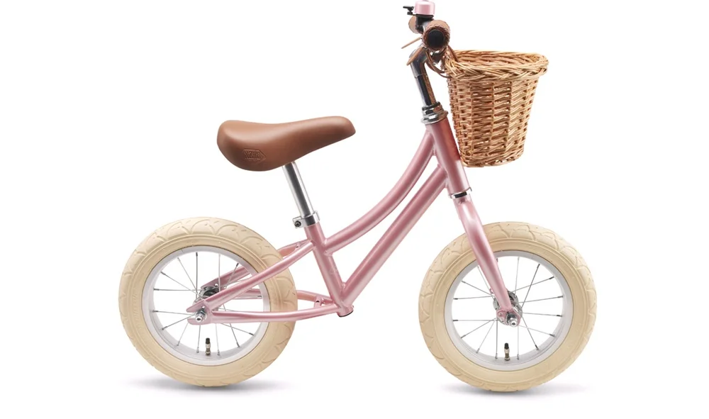 Løpesykkel retro Rosa med kurv v:3343093