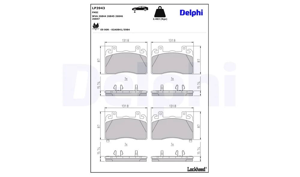 Bremsekloss Sett - LP3943 - (Delphi) v:7666855