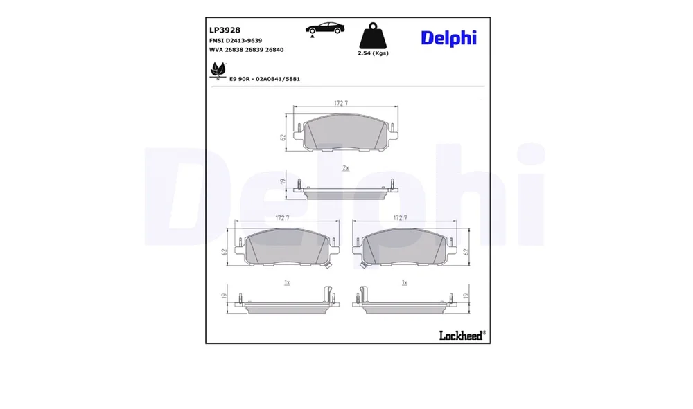 Bremsekloss Sett – LP3928 – (Delphi) v:1020949 Bremsekloss Sett – LP3928 – (Delphi) v:1020949