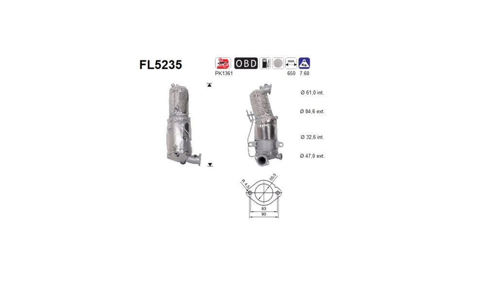 Sot-\/ Partikelfilter, Eksosanlegg FL5235 v:1909312