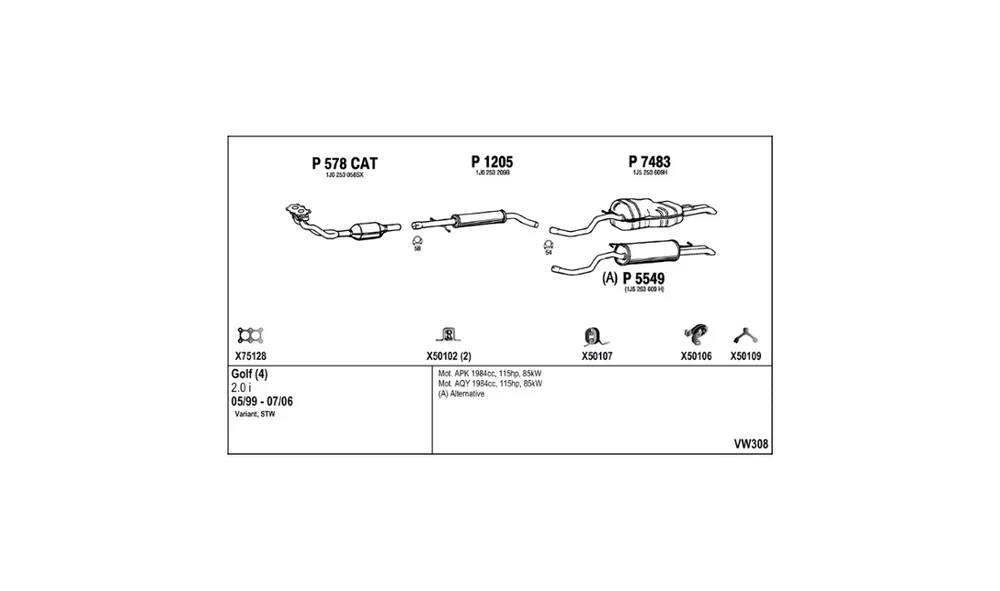 Avgassanlegg – vw308 v:6194888 Avgassanlegg – vw308 v:6194888