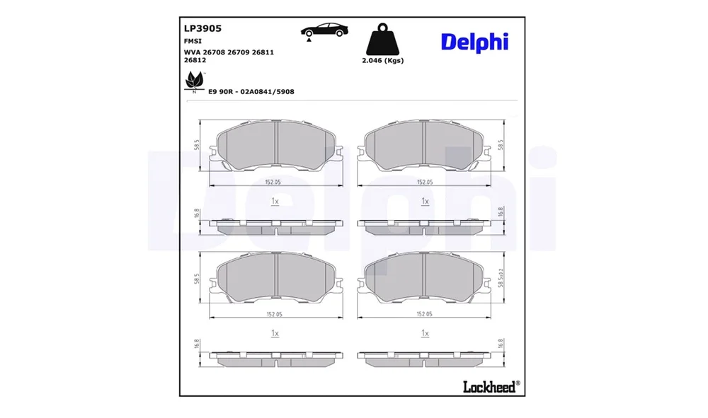 Bremsekloss Sett - LP3905 - (Delphi) v:3592833