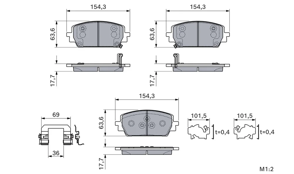 Bremsekloss Sett 0 986 460 299 (BOSCH) v:3787753