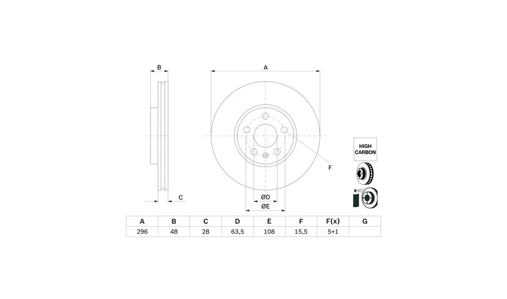 Bremseskive - 0 986 479 H03 - (BOSCH) v:4042675