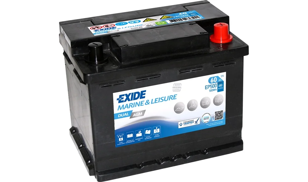Batteri EP500 EXIDE DUAL AGM (Exide) v:619707 Batteri EP500 EXIDE DUAL AGM (Exide) v:619707