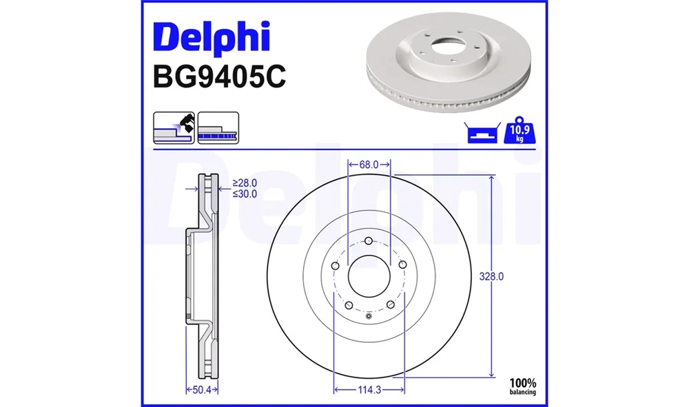 Bremseskive - BG9405C - (Delphi) v:8382215