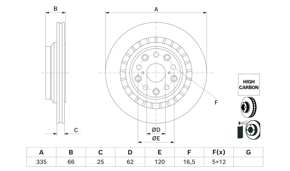 Bremseskive - 0 986 479 H64 - (BOSCH) v:9566278