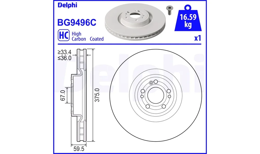 Bremseskive - BG9496C - (Delphi) v:9640464