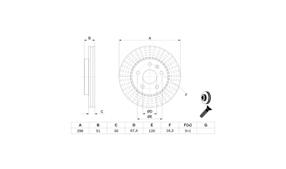 Bremseskive - 0 986 479 543 - (BOSCH) v:5601186